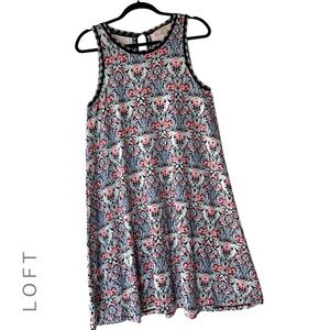 LOFT | NWOT SLEEVELESS FLORAL MOSAIC SWING DRESS KEYHOLE BACK | SMALL